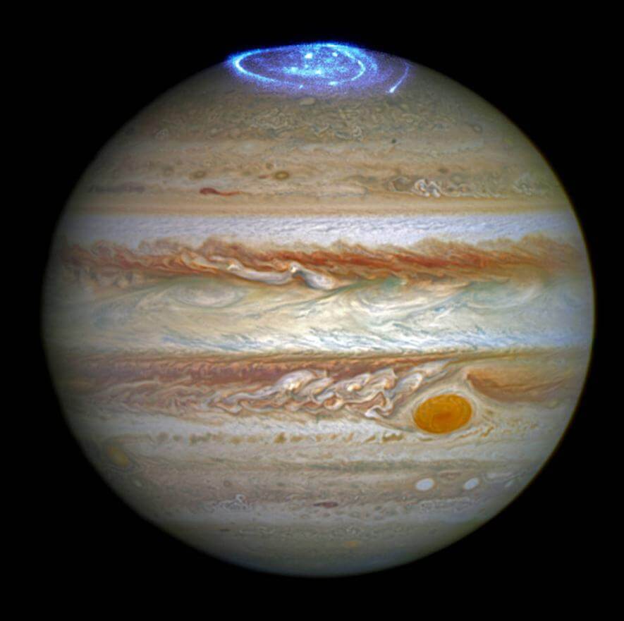 Auroras on Jupiter shown in the picture. PHOTOGRAPH BY NASA
