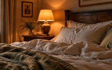 A soft pillow and linen duvet in a calm bedroom.