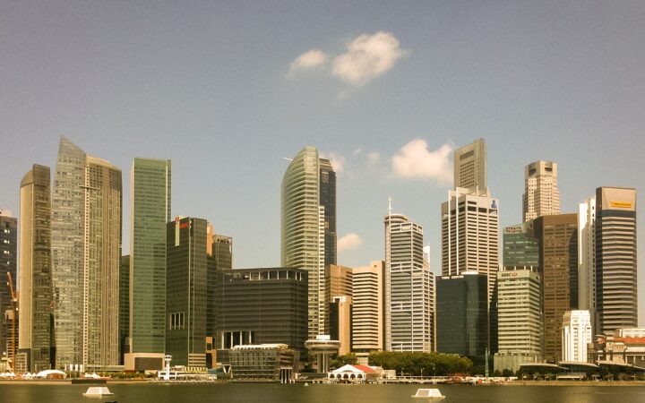 Singapore’s financial district skyline across Marina Bay in 2011.