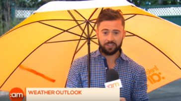 media bloopers Weatherman gone with the wind on Live TV