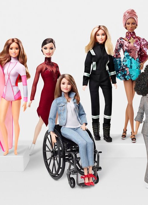 The new line of Barbies that Mattel is bringing includes one doll that has a prosthetic leg and another that uses a wheelchair
