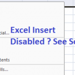 insert row excel disabled or greyed