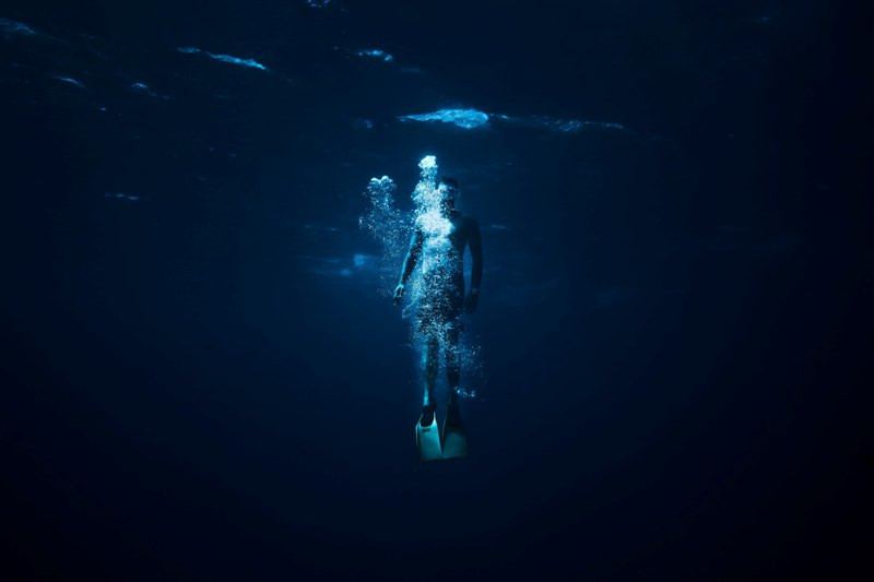 deep underwater scuba diving